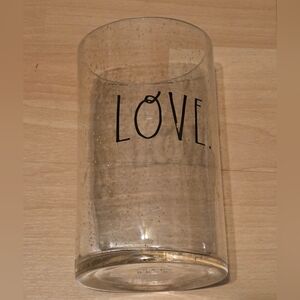 Rae Dunn "Love" Clear Glass Bubble Design Signature Artisan 8" Vase